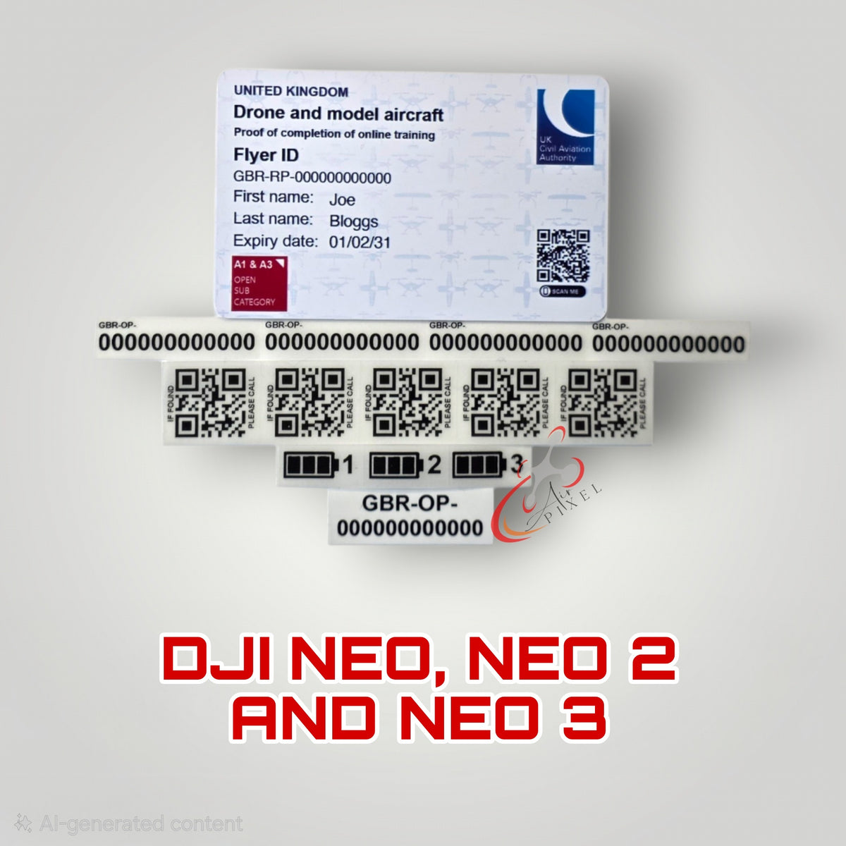 DJI Neo 1, 2 & 3 Sticker Bundle and A1/A3 ID Card