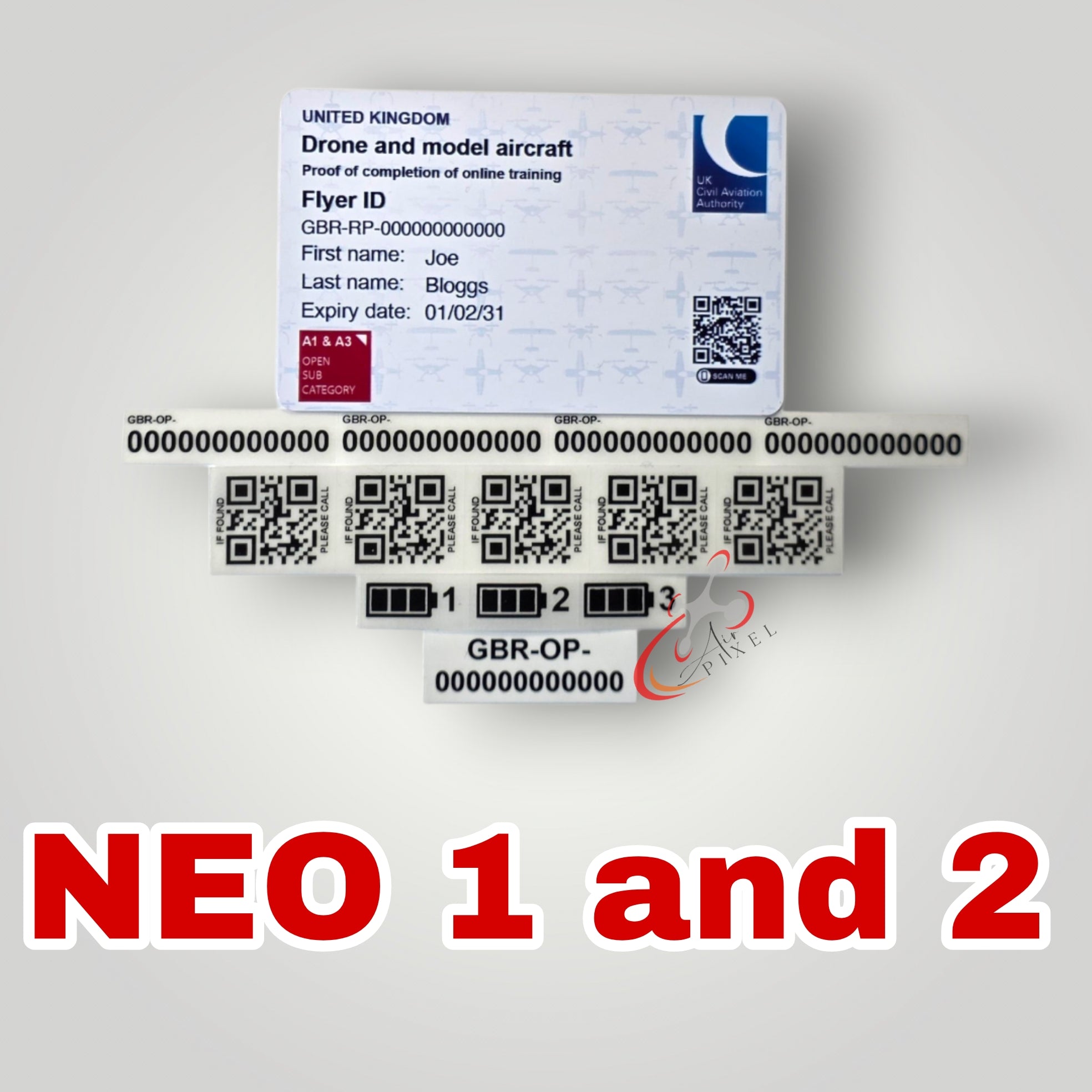 Operator ID Stickers for your drone, we also print CAA flyer ID cards ...